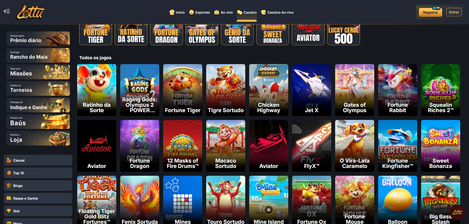 Slots populares no Lotus Bet Casino — Fortune Tiger e mais